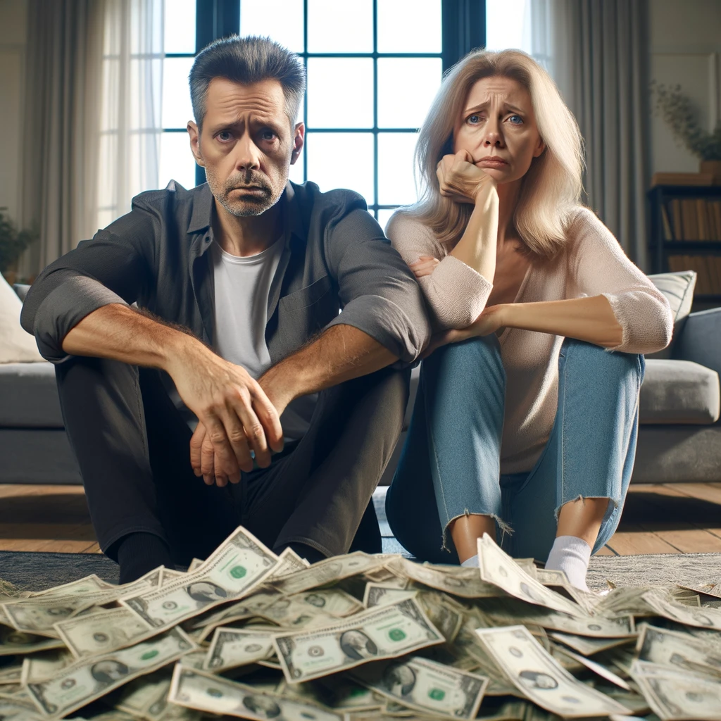 A stressed couple realizing the hidden costs of keeping your money in the bank